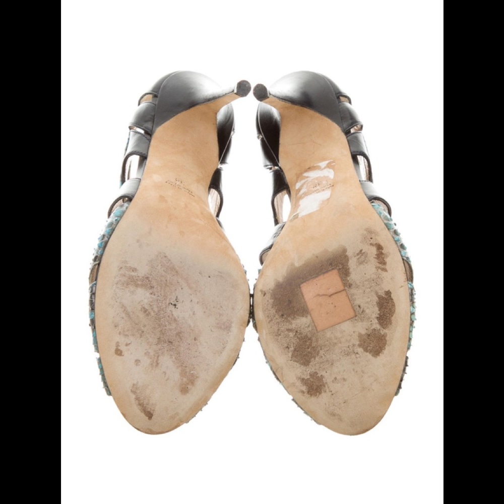 Sexy Monique Lhuillier Python Strappy Sandals - image 5